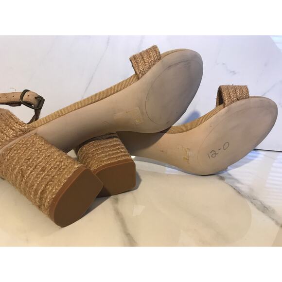 Jeffrey Campbell Rowboat Sandals 9 Tan Jute Block Heels - Picture 10 of 12